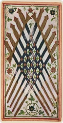 Die Zehn der Schwerter, Faksimile einer Tarotkarte aus dem 